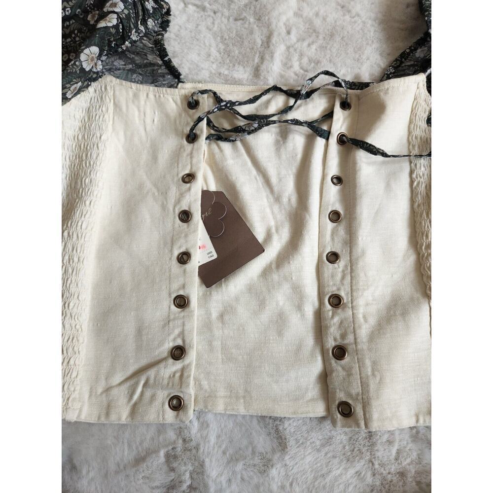 NWT Anthropologie Smocked Balloon-Sleeve Top size LP Moss green Cotton #G3410 - Picture 8 of 12